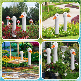 Suzile porch garden sculpture goose creates a playful entryway welcome.