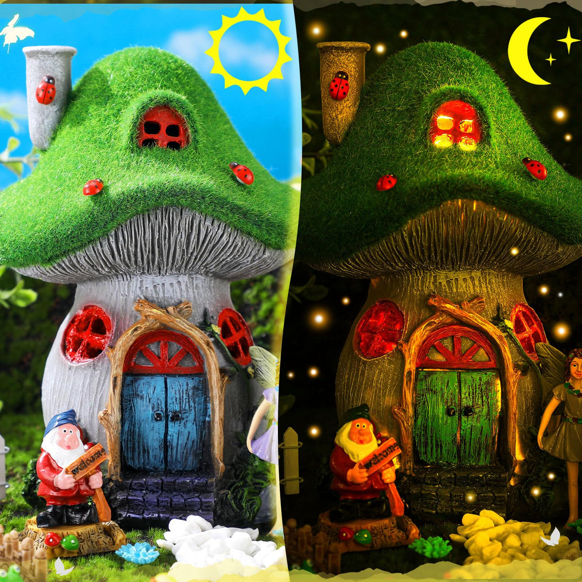 Suzile resin miniatures withstand sun and rain for long-lasting garden decor.