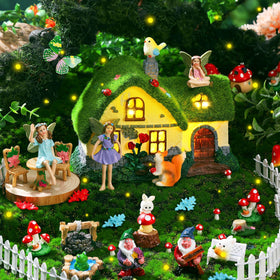 Suzile solar fairy house kit light-up for charming outdoor garden display.