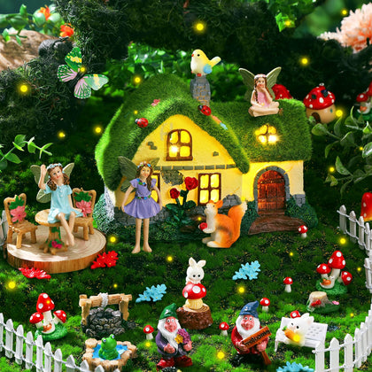 Suzile solar fairy house kit light-up for charming outdoor garden display.