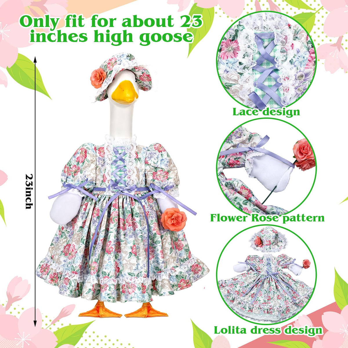 Suzile spring flower goose costume adds festive charm to yard decor