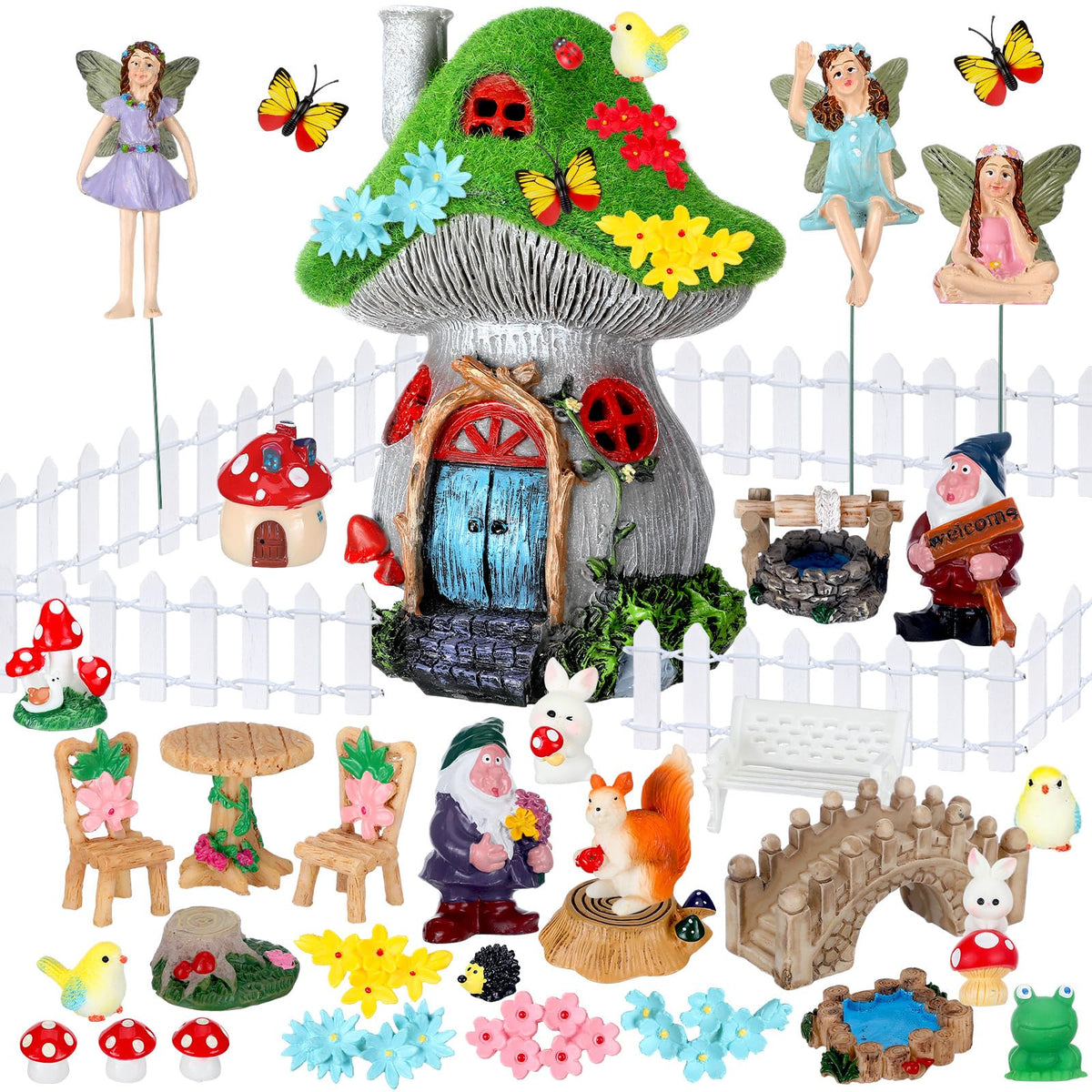 Suzile waterproof garden figures add charm to pots, paths, and small yard scenes.