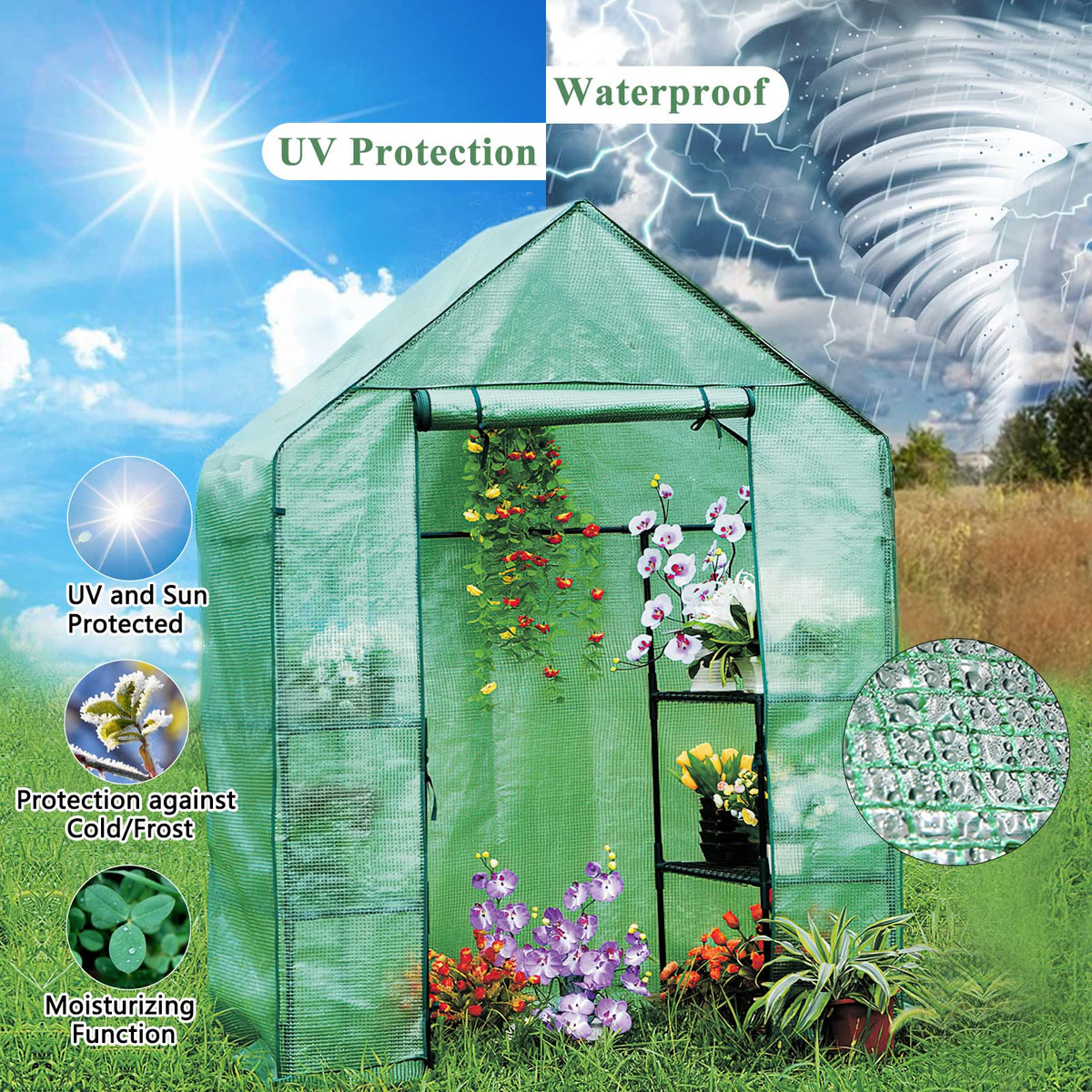 SV SCOOL VALUE roll-up door provides ventilation for healthy seedlings.