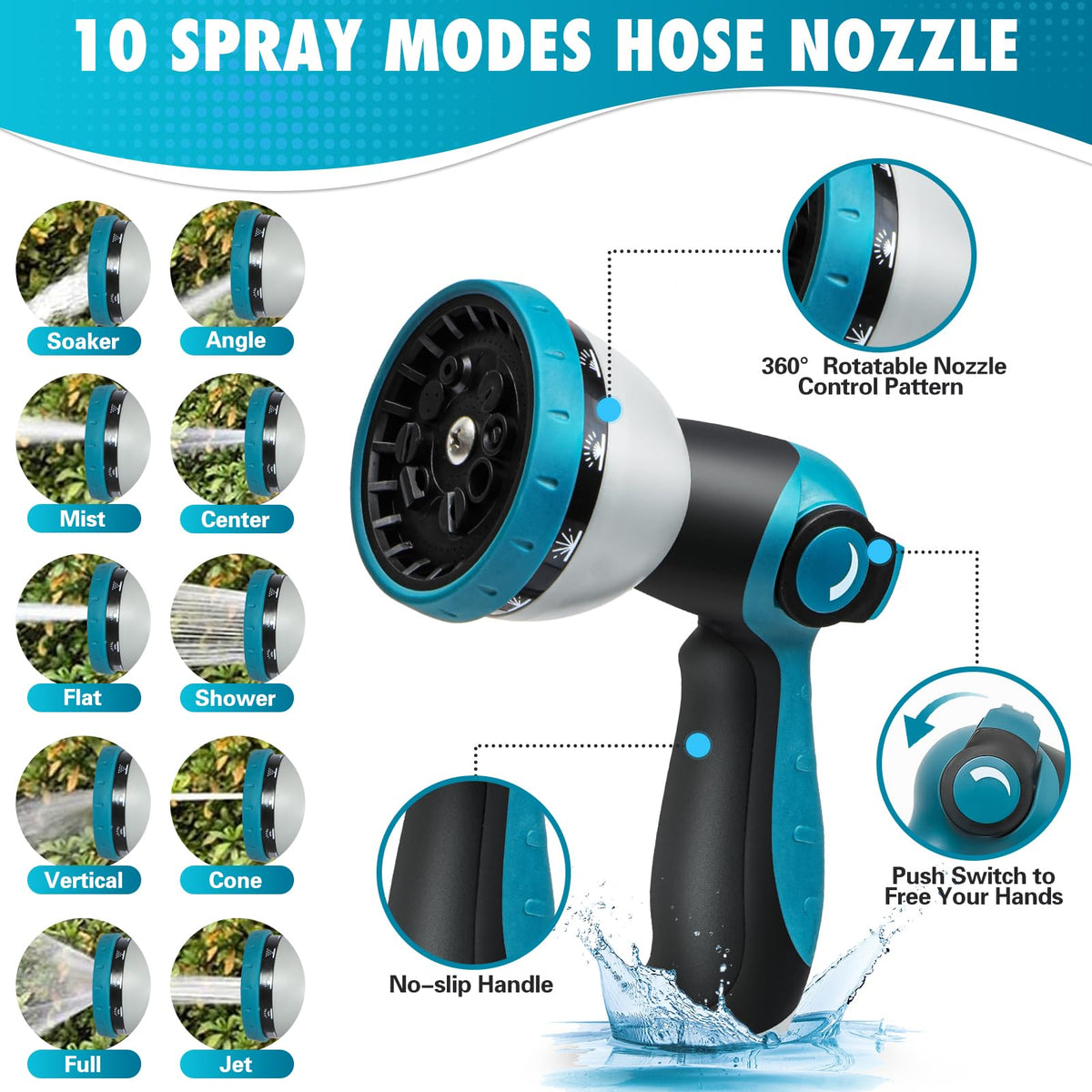 Svansea 10-function nozzle enables versatile watering options