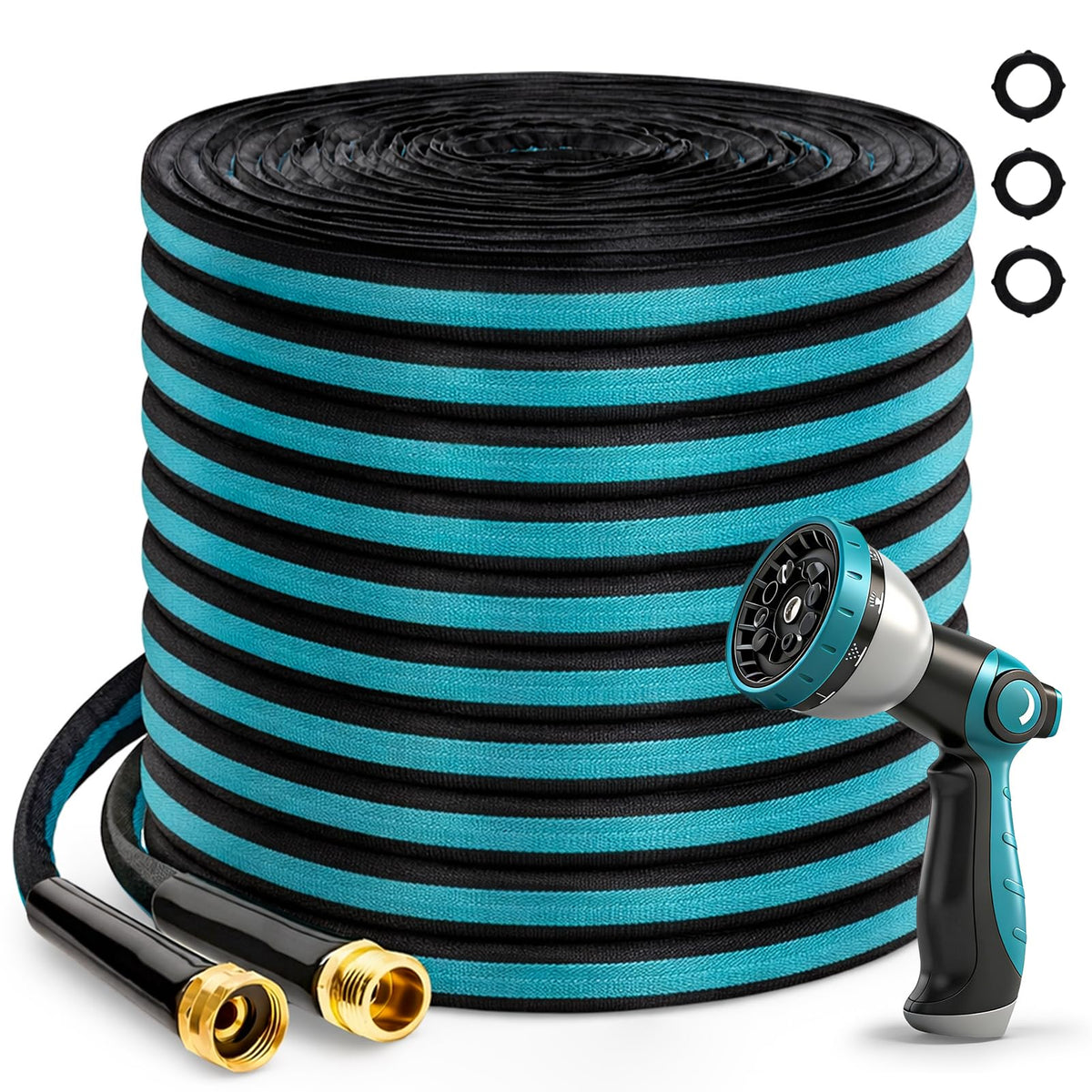 Svansea 25ft flat garden hose offers portability and steady water flow.