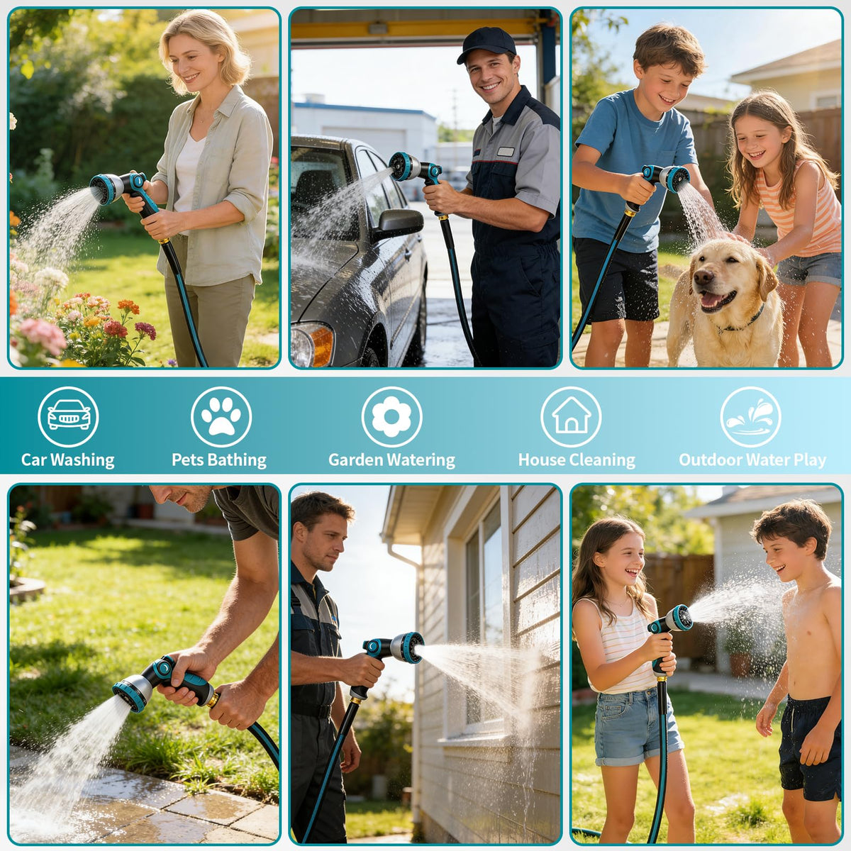 Svansea versatile hose suitable for gardens, cars, patios, and campsites.