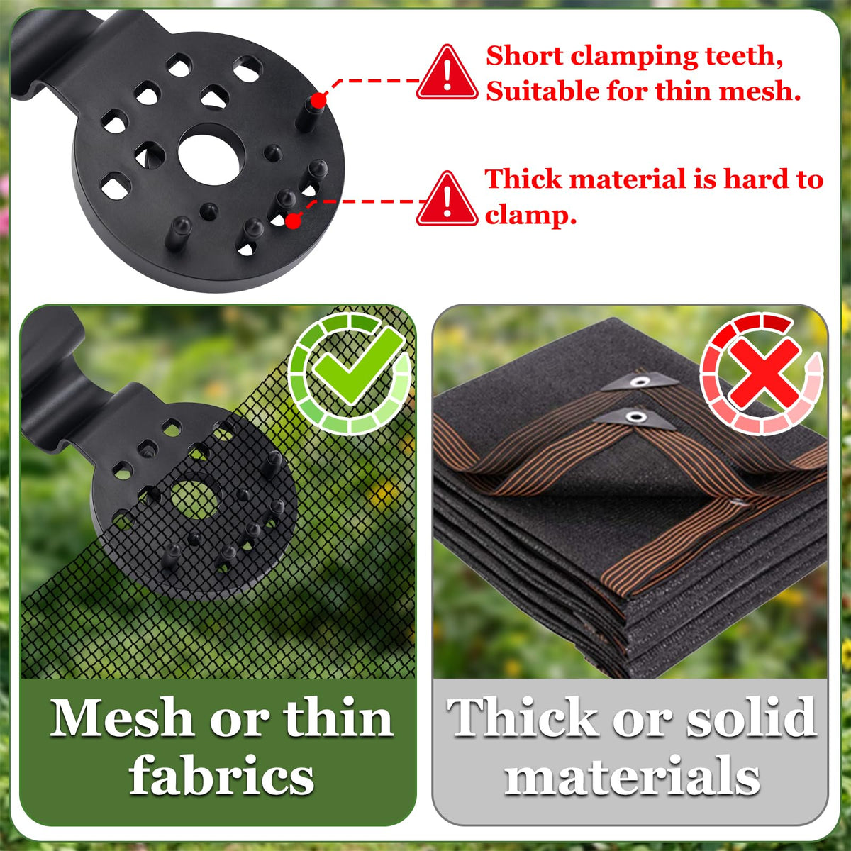 Svepndic garden netting clip providing firm hold.