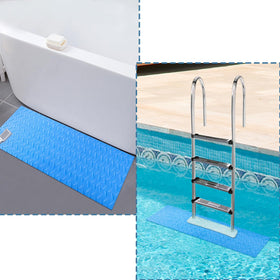 Svepndic ladder mat is rollable for compact storage after use.