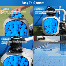 svkipibe pool filter balls water clarity demo showing crystal water