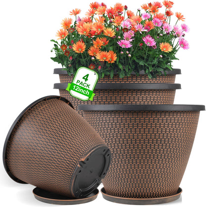 Svxtoby 12-inch pot with saucer in black copper for indoor or outdoor display.