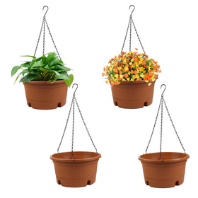 Svxtoby four-pack 10-inch hanging planters for versatile indoor and outdoor décor.
