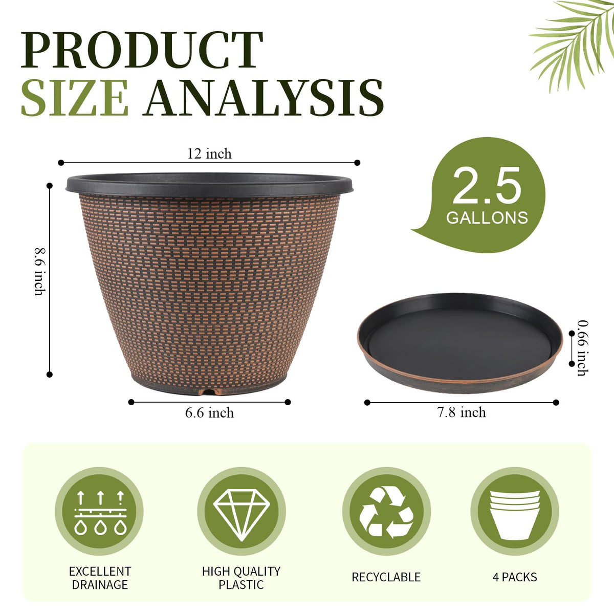 Svxtoby lightweight 12-inch plant pot suitable for moving around the home.