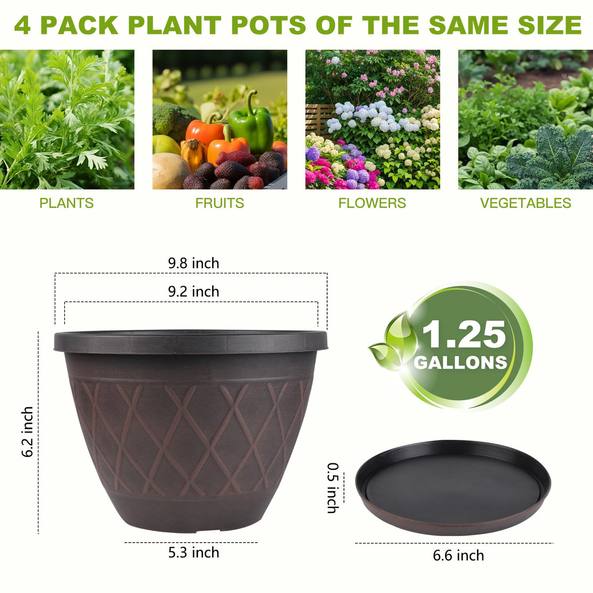 Svxtoby brown plastic planter with rolled edge for easy relocation on any surface.