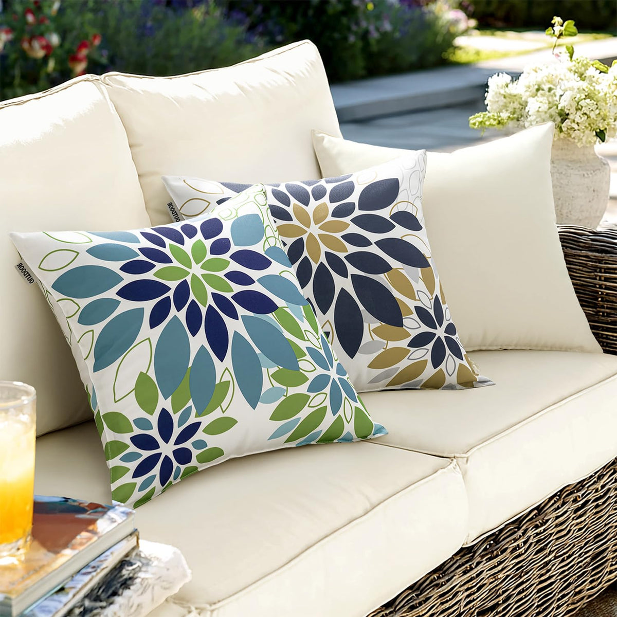 18x18 inch SWANCOCO cover fits standard cushions for balcony or porch seating.