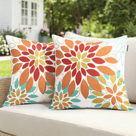 SWANCOCO floral outdoor pillow cover in orange-yellow, 18x18, weatherproof for patios.