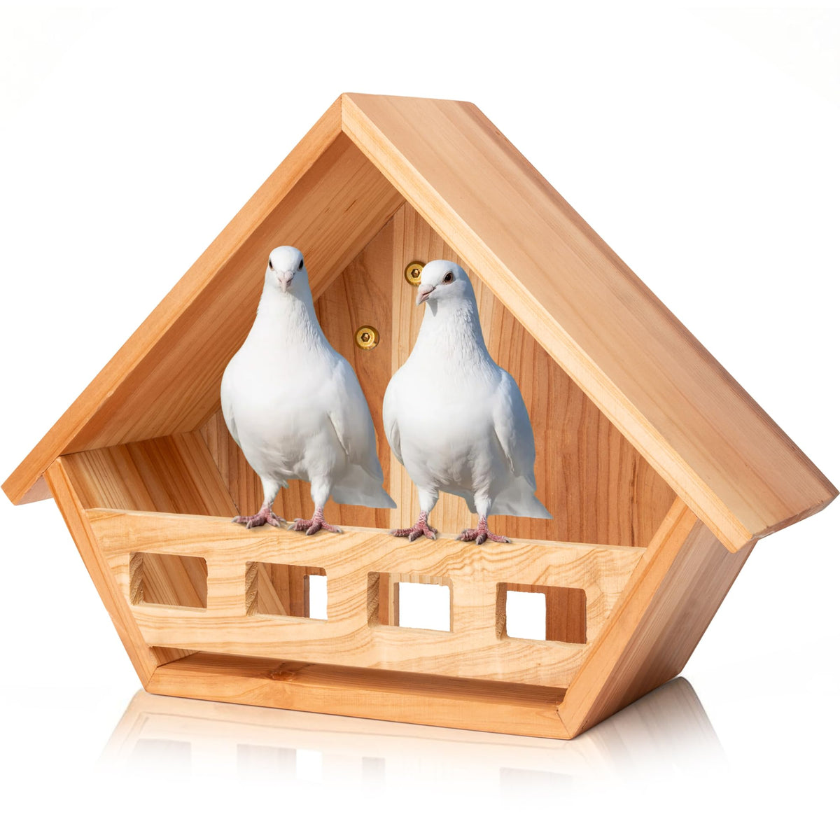 SWANGSA cedar mourning dove nesting box front view shows weatherproof design for outdoors.