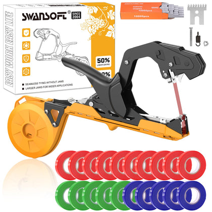SWANSOFT plant tying machine front view showing compact design for easy handling.