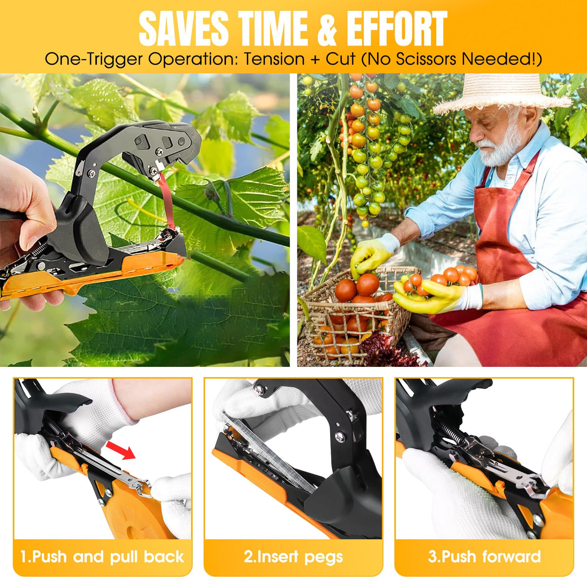 SWANSOFT plant tying machine side view highlighting lightweight construction for portability.