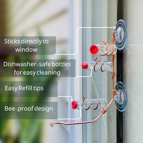 SWEET FEEDERS copper window feeder with suction cups for easy mounting.