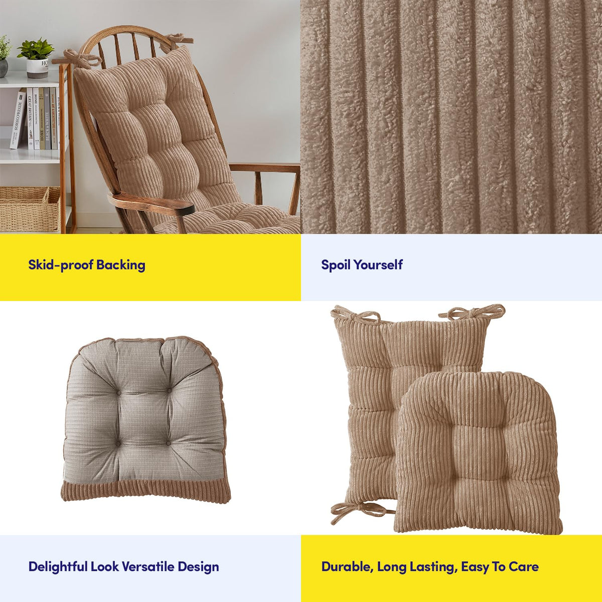 Sweet Home Collection machine washable cushions for easy care and quick refresh.