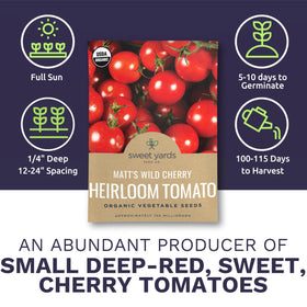 Sweet Yards organic heirloom seeds Matt's Wild Cherry tomatoes for rich flavor