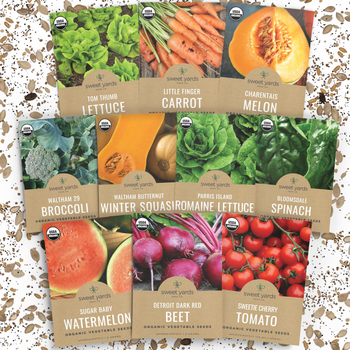 Sweet Yards heirloom seeds pack front for home gardening