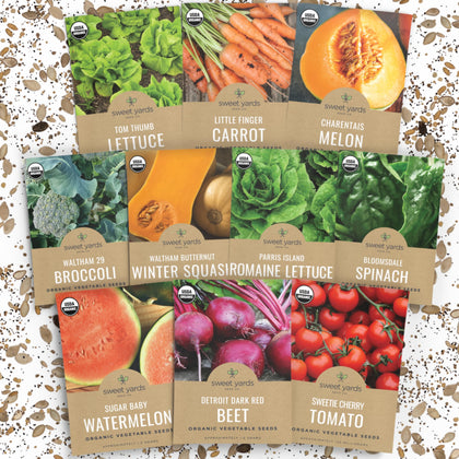 Sweet Yards heirloom seeds pack front for home gardening