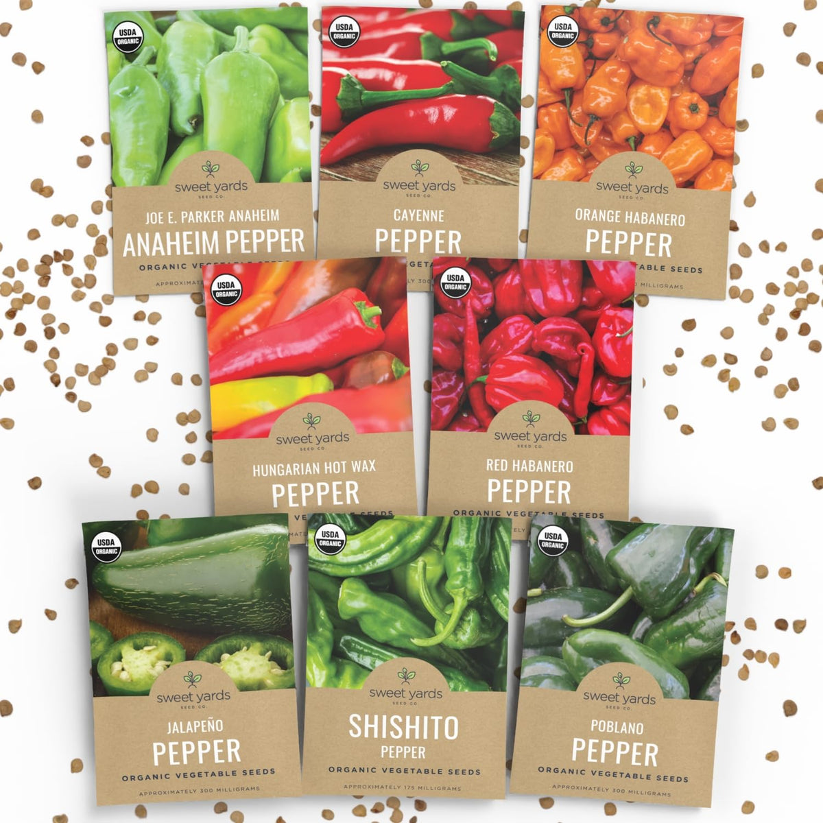 Sweet Yards organic hot pepper seeds variety pack for diverse heat in home gardens