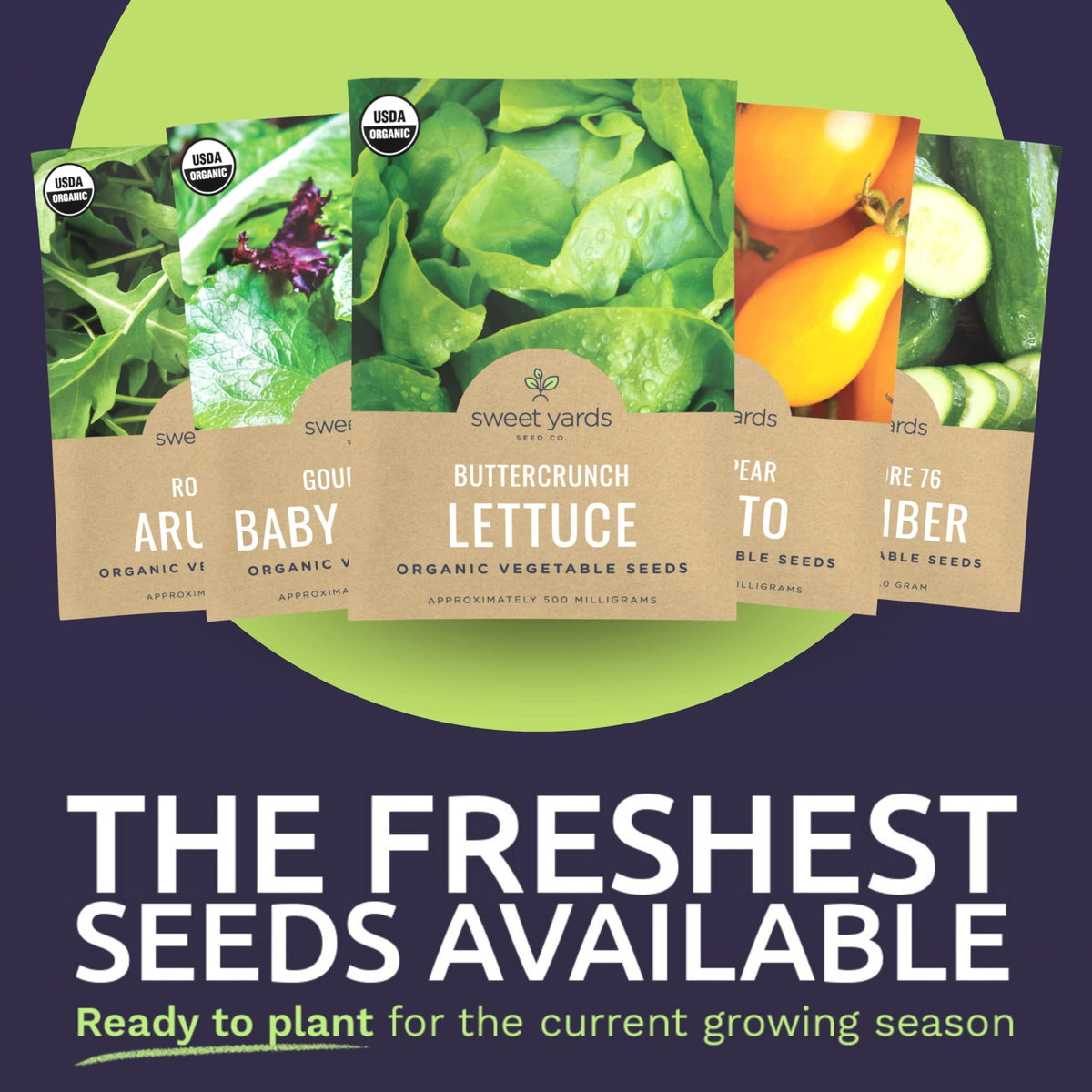 Sweet Yards Organic Salad Lover Seeds Buttercrunch Lettuce seed packet for tender crunch.