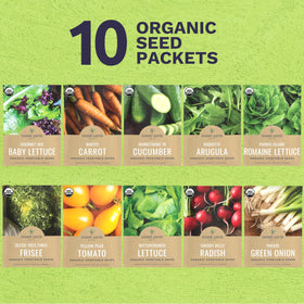 Sweet Yards Organic Salad Lover Seeds Parade Green Onion seed packet for crisp flavor.
