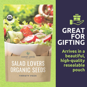 Sweet Yards Organic Salad Lover Seeds Yellow Pear Tomato seed packet for sunny sweetness.