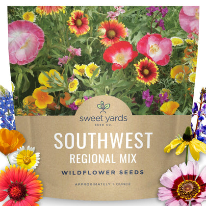 Sweet Yards Southwest Regional Mix seed packet ready for sowing in drought-prone gardens.