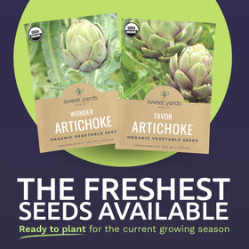 Sweet Yards Wonder Artichoke seed packet back with growing tips for higher germination