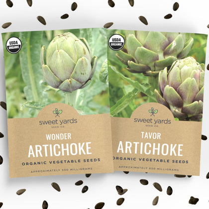 Sweet Yards Wonder Artichoke seed packet front with premium packaging for ready-to-plant gardening