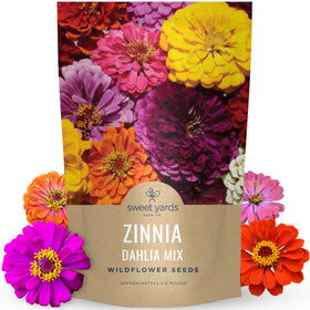 Sweet Yards Zinnia Dahlia Mix bulk seed pouch for lush summer color
