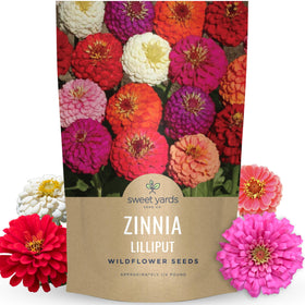 Sweet Yards Zinnia Lilliput Mix seeds pack for vibrant garden color
