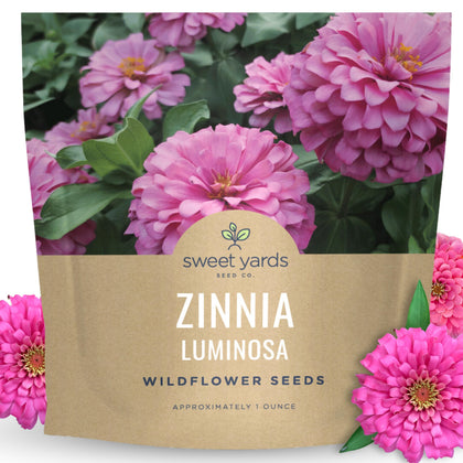 Sweet Yards Zinnia Luminosa seed packet 1oz for abundant blooms