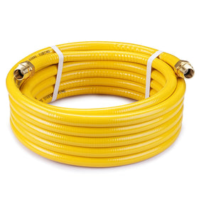 SweetBin 33FT CSST gas line hose, coiled for easy routing in tight spaces.