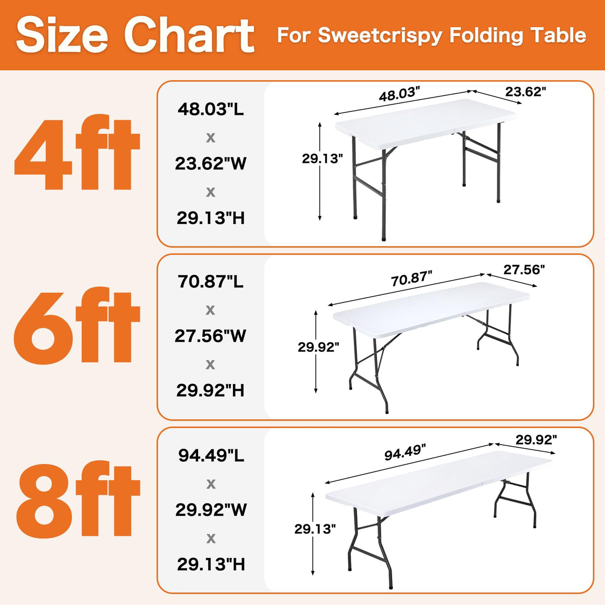 Sweetcrispy easy-assembly folding table ready in minutes with no tools.