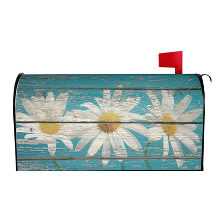 Sweetshow daisy teal wood mailbox cover adds rustic curb appeal to outdoor spaces