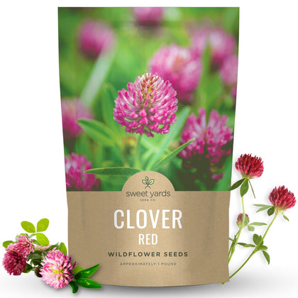 SWEET YARDS Red Clover bulk 1 lb pouch seeds for large pollinator-friendly plots.