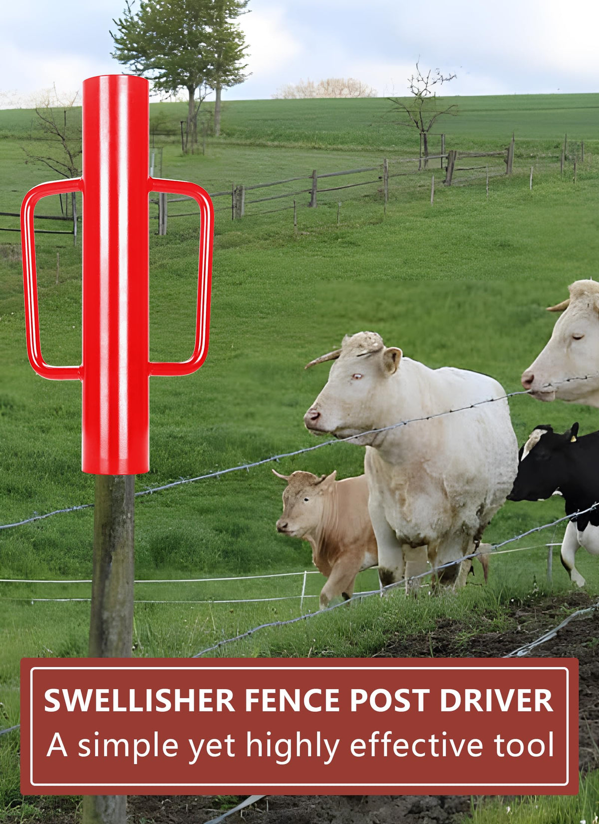 Swellisher driver driving a post into the ground with steady force.