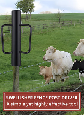 Swellisher fence post driver in action delivering stable, fast posts.