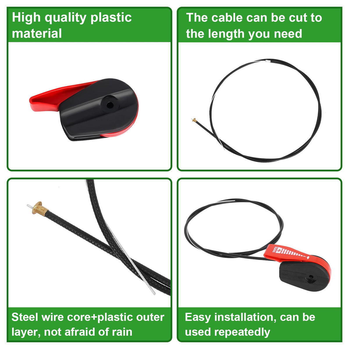 Swess durable plastic outer sheath protecting the cable during outdoor mowing