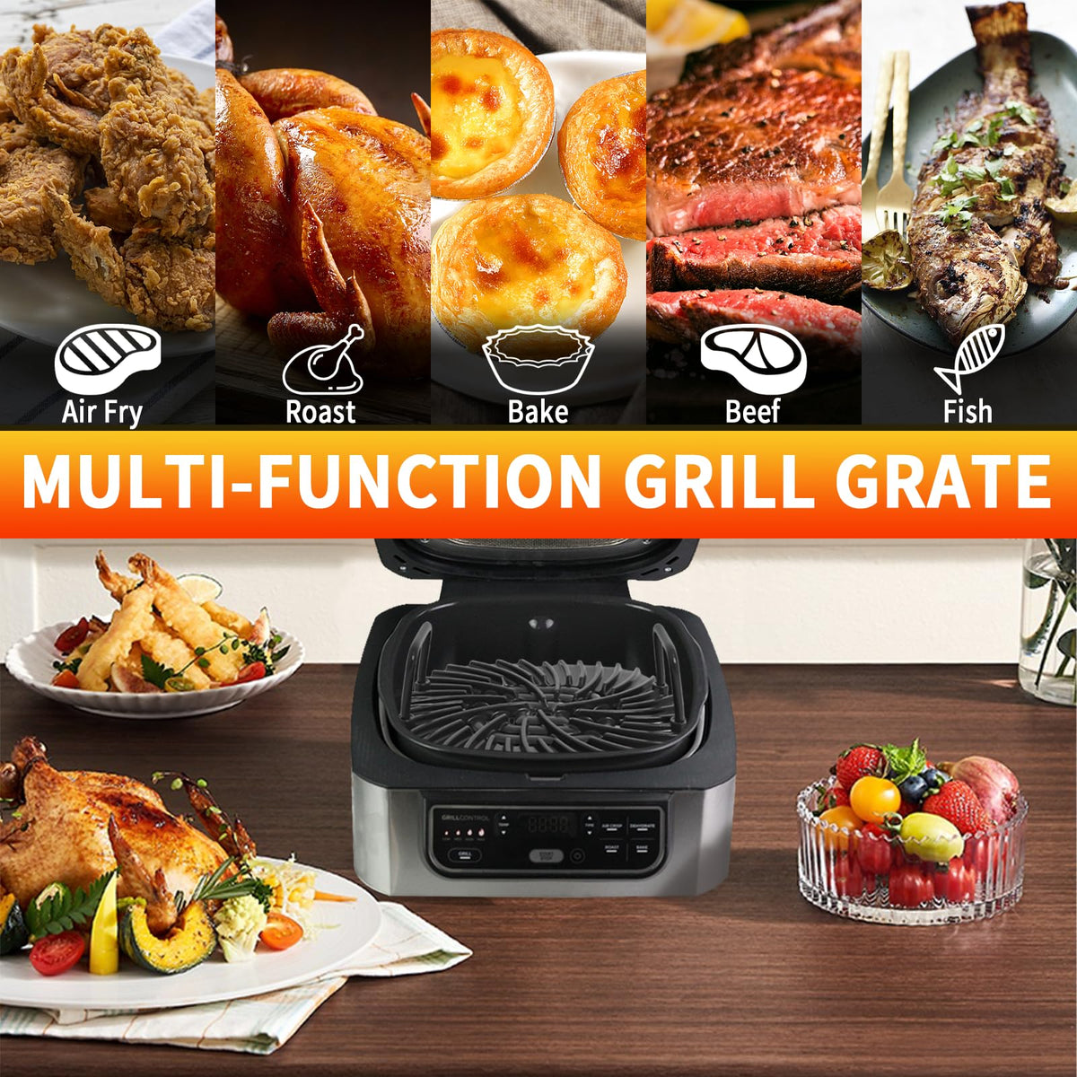 Swess grill grate 10x10 fits Ninja AG300 series for versatile meals