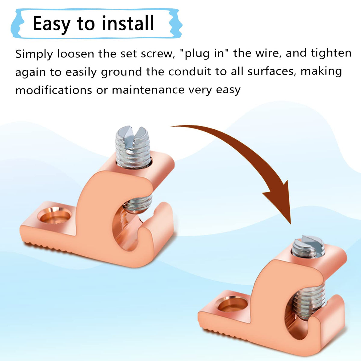 Swess grounding assembly for pools highlighting reliable durable connection to copper tubing.