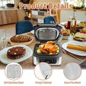 Swess stainless steel splatter screen protects the Ninja heating element