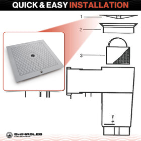 Gray lid shown on a pool deck for reference.