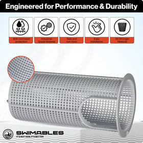 Swimables SPX2800M debris-grid design captures particles while maintaining flow.