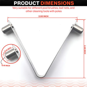 Swimables V-Clip attached to a pool net for secure skimmer use.